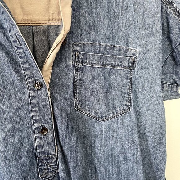 Fossil cotton short sleeved denim dress casual comfortable pockets collar summer - Picture 4 of 9